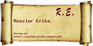 Reszler Erika névjegykártya